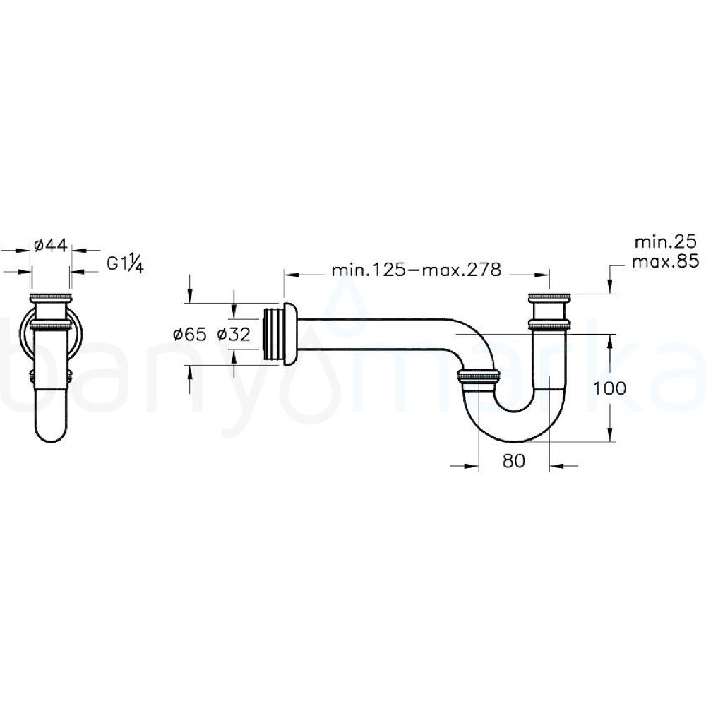 Artema Lavabo / Eviye Sifonu Alt Grubu (P Tipi) A45117 online satış