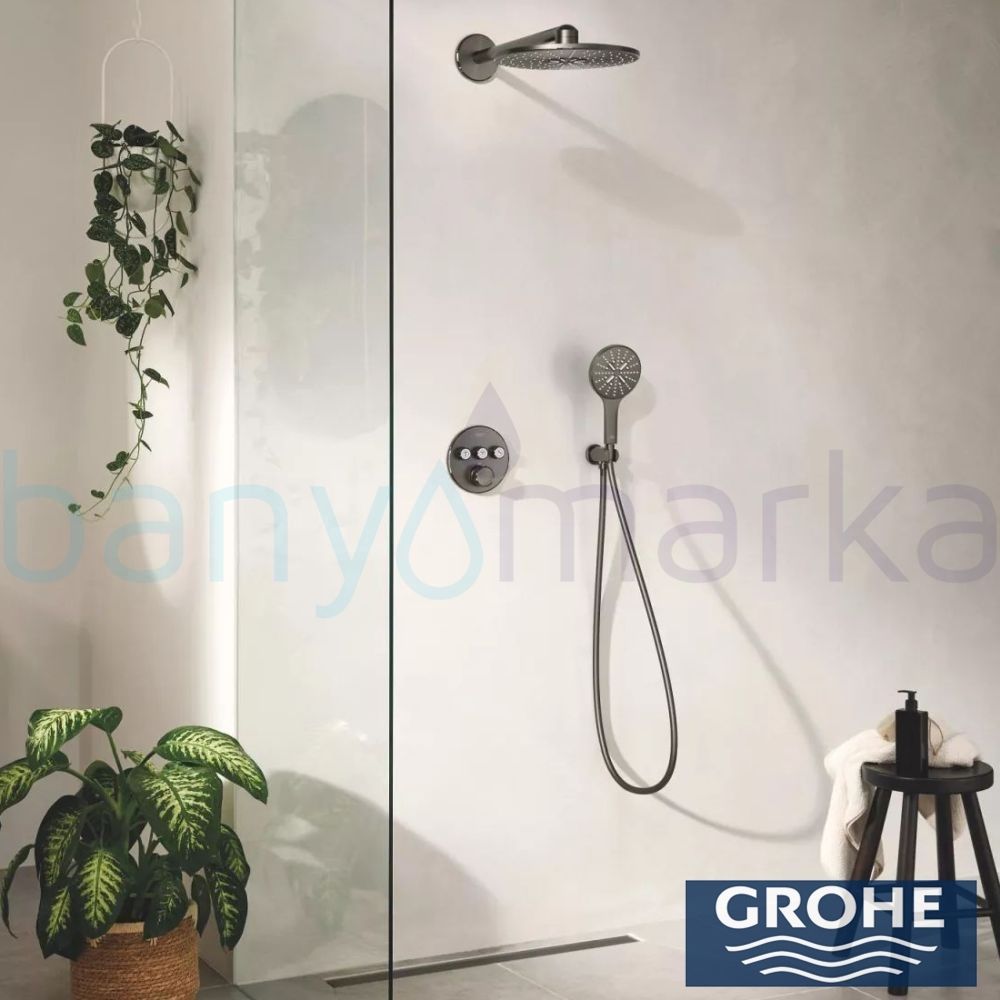 Grohe Fırçalı Sert Grafit Ankastre Batarya Kombini
