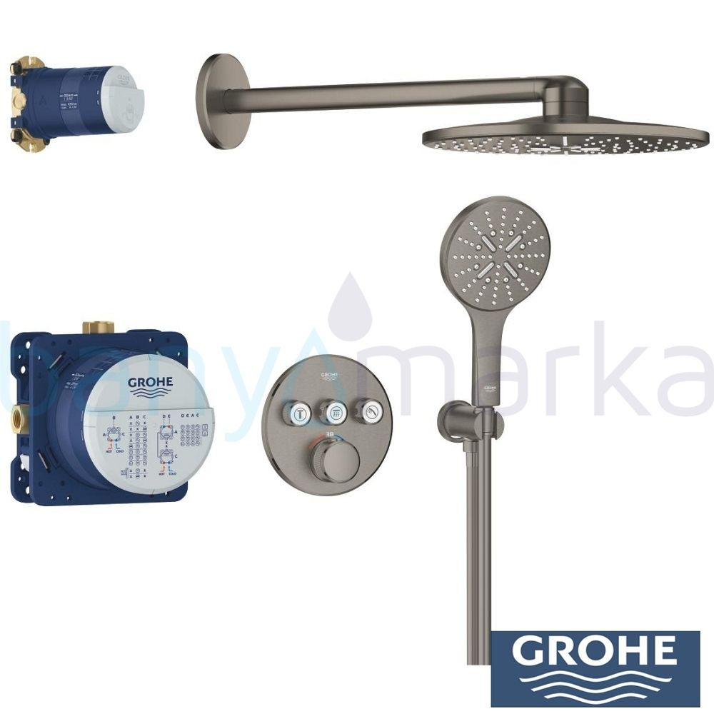 Grohe Fırçalı Sert Grafit Ankastre Batarya Kombini (1)